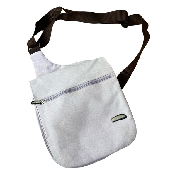 Travelon lilac canvas crossbody messenger bag organizer pockets adjustable strap - Picture 5 of 14